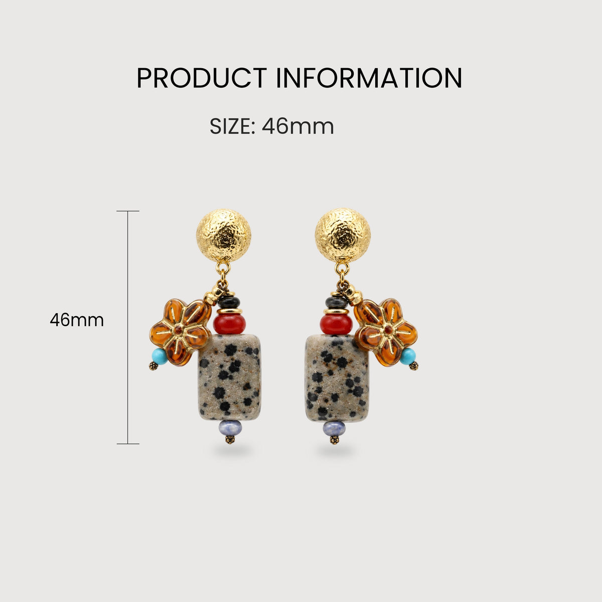 Gold-Tone Mixed Stone Floral Drop Earrings