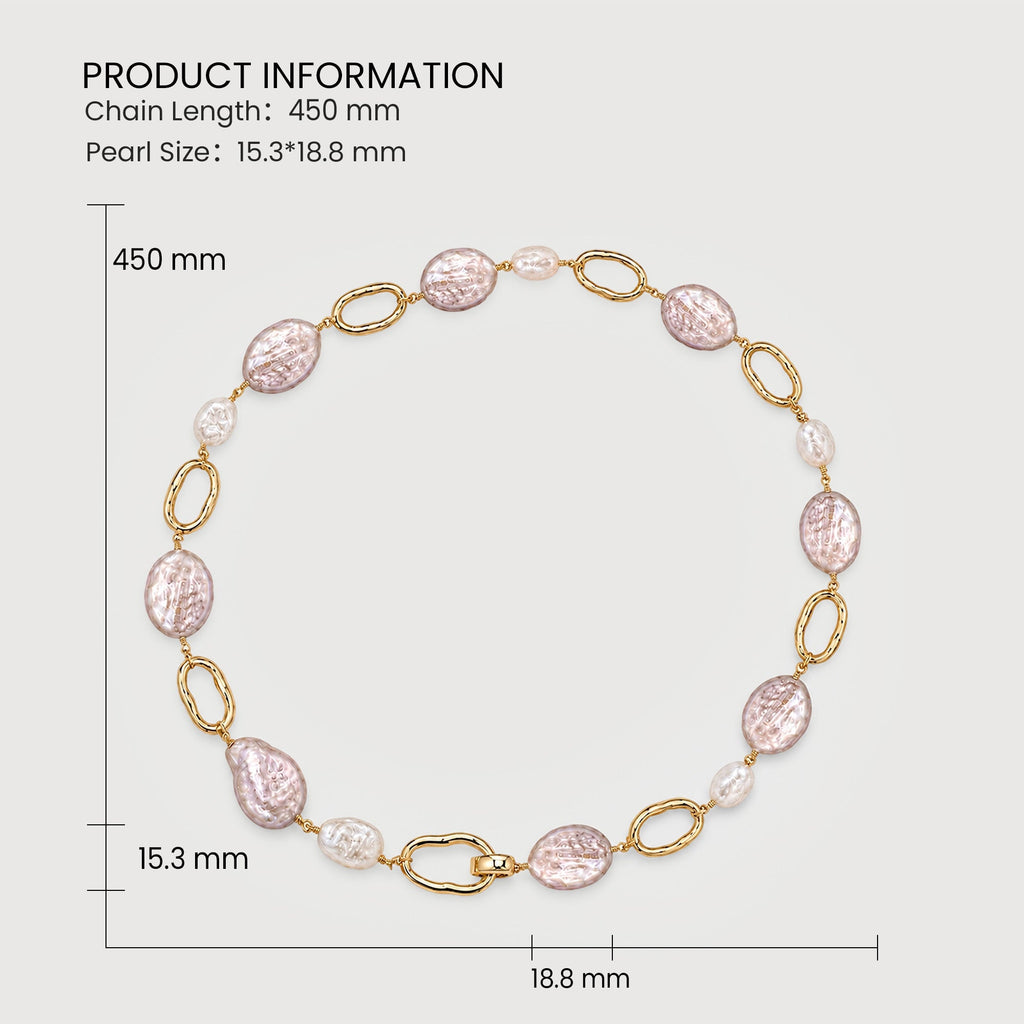 Pink Baroque Pearl Link Necklace