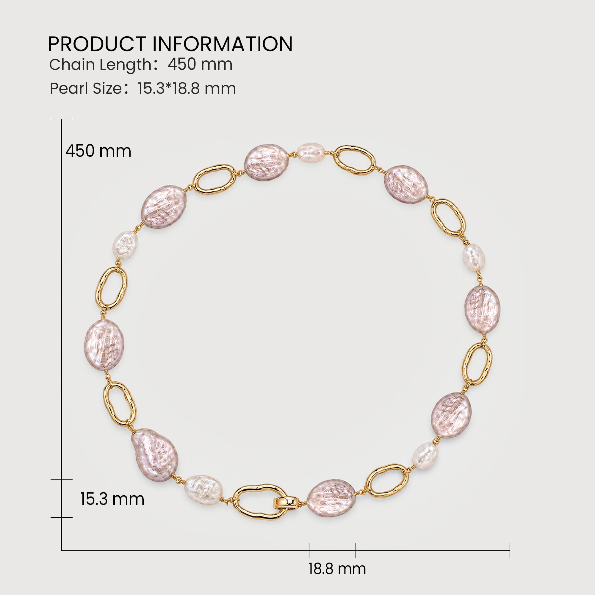 Pink Baroque Pearl Link Necklace