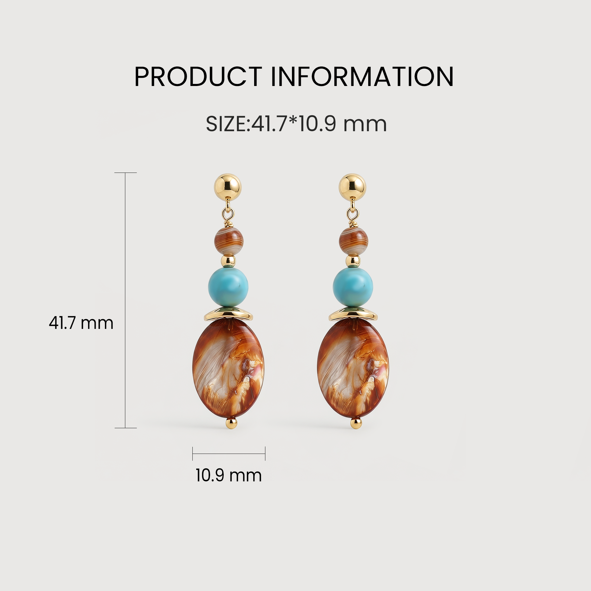 S925 Shell and Turquoise Bead Drop Earrings
