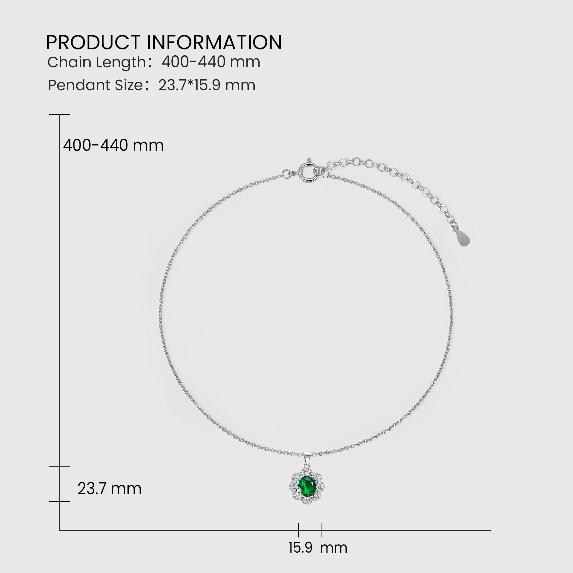 Green Zircon Floral Halo Pendant Necklace