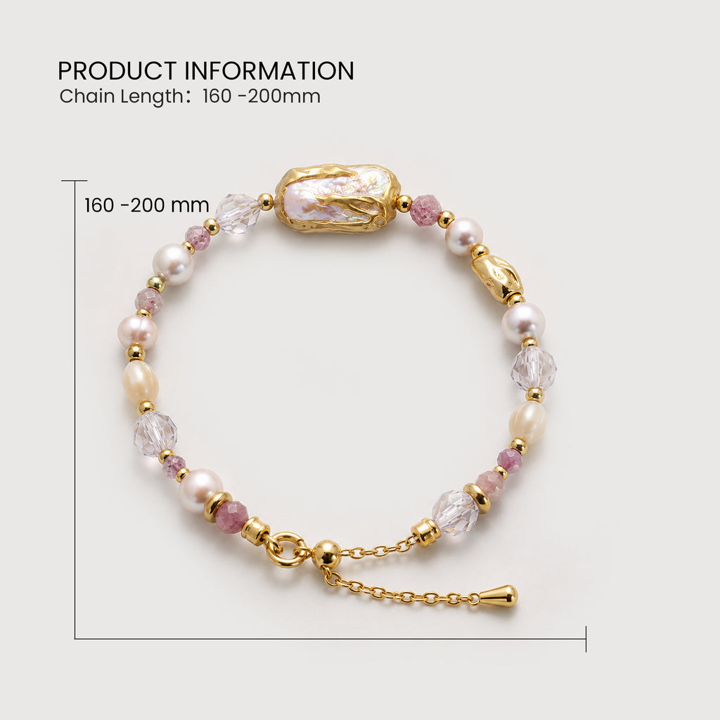 Gold-Plated Freshwater Pearl Crystal Bracelet