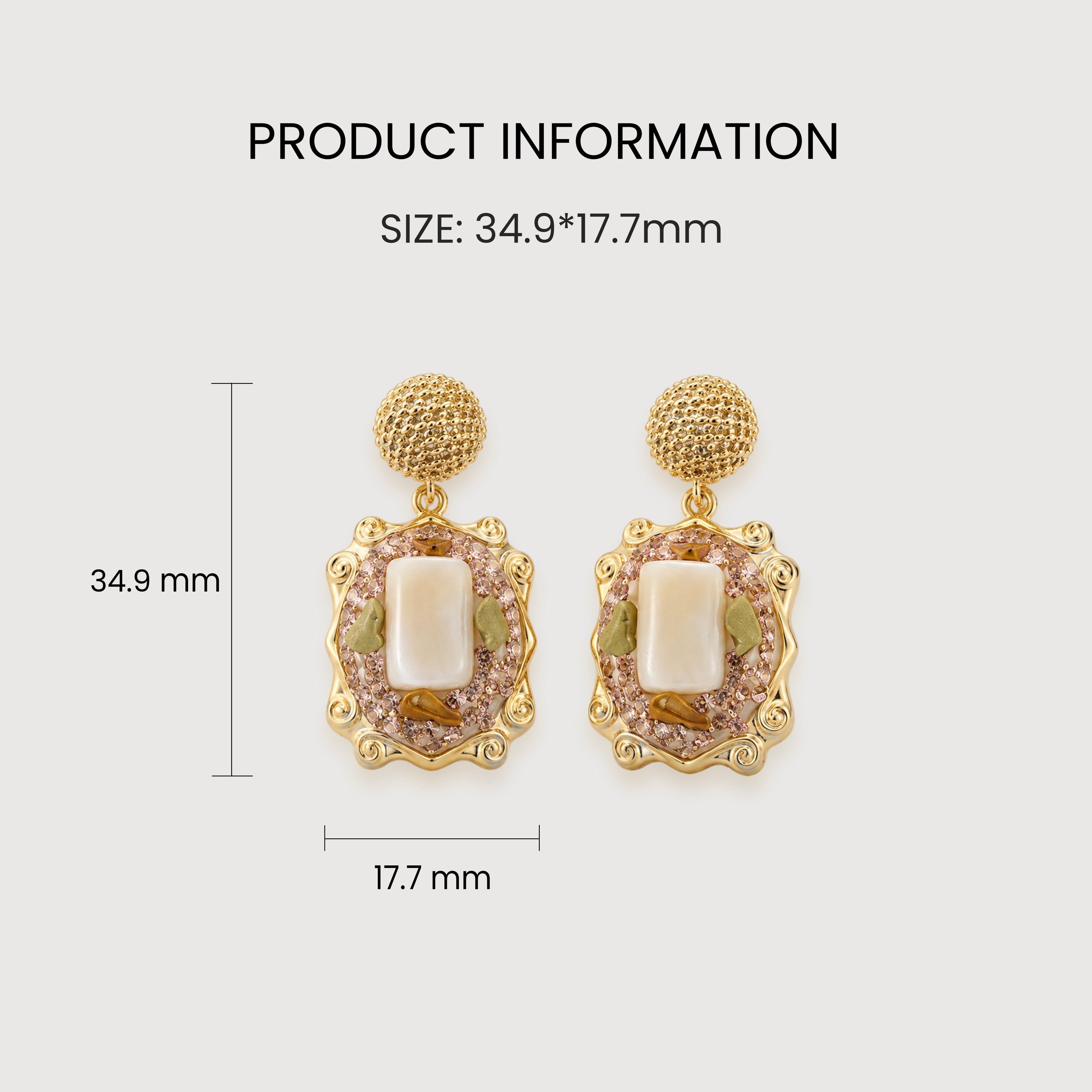 S925 White Shell and Natural Stone Drop Earrings