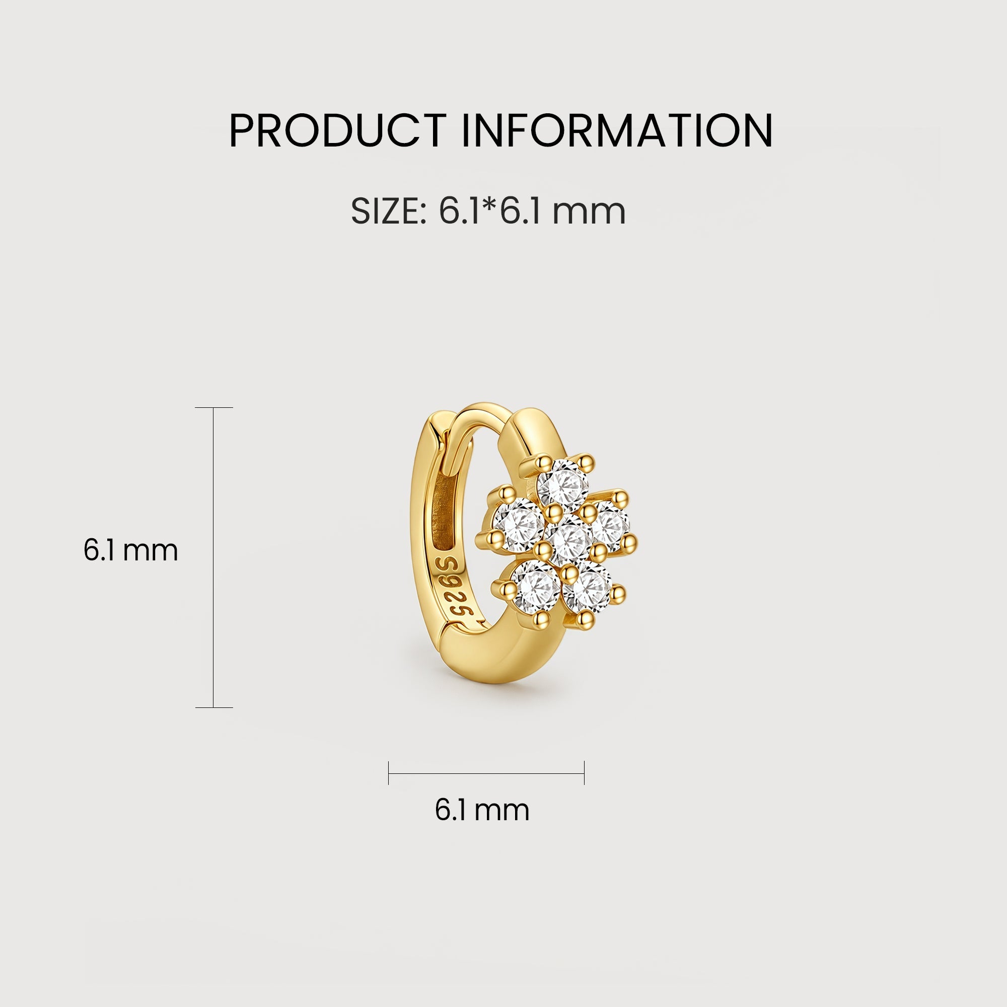 S925 Silver Zircon Flower Huggie Earrings
