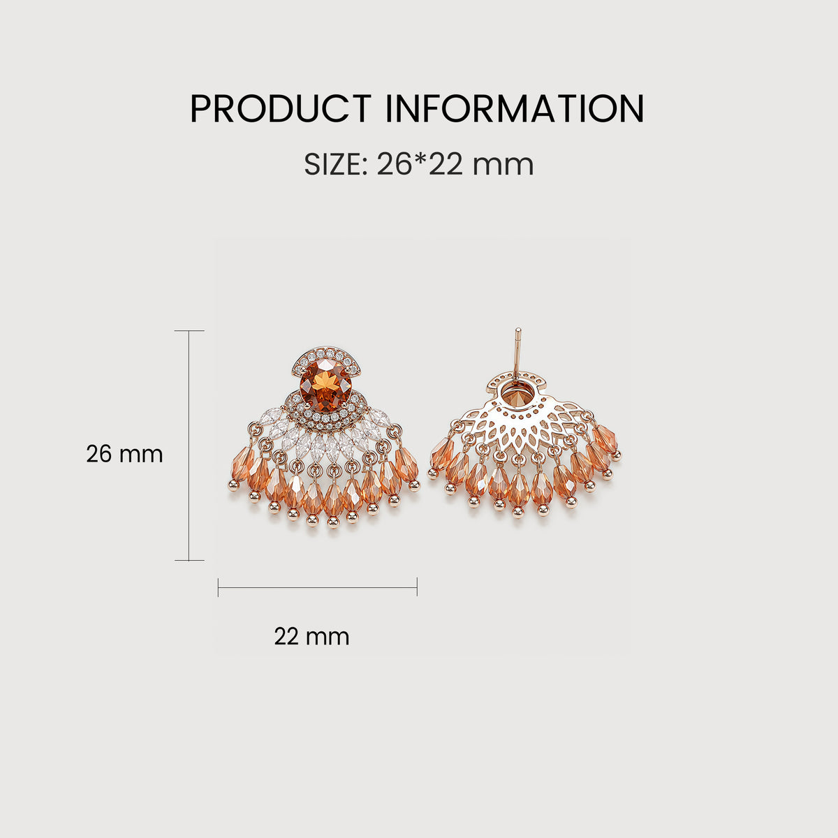 Gold-Plated Faceted Crystal Chandelier Earrings