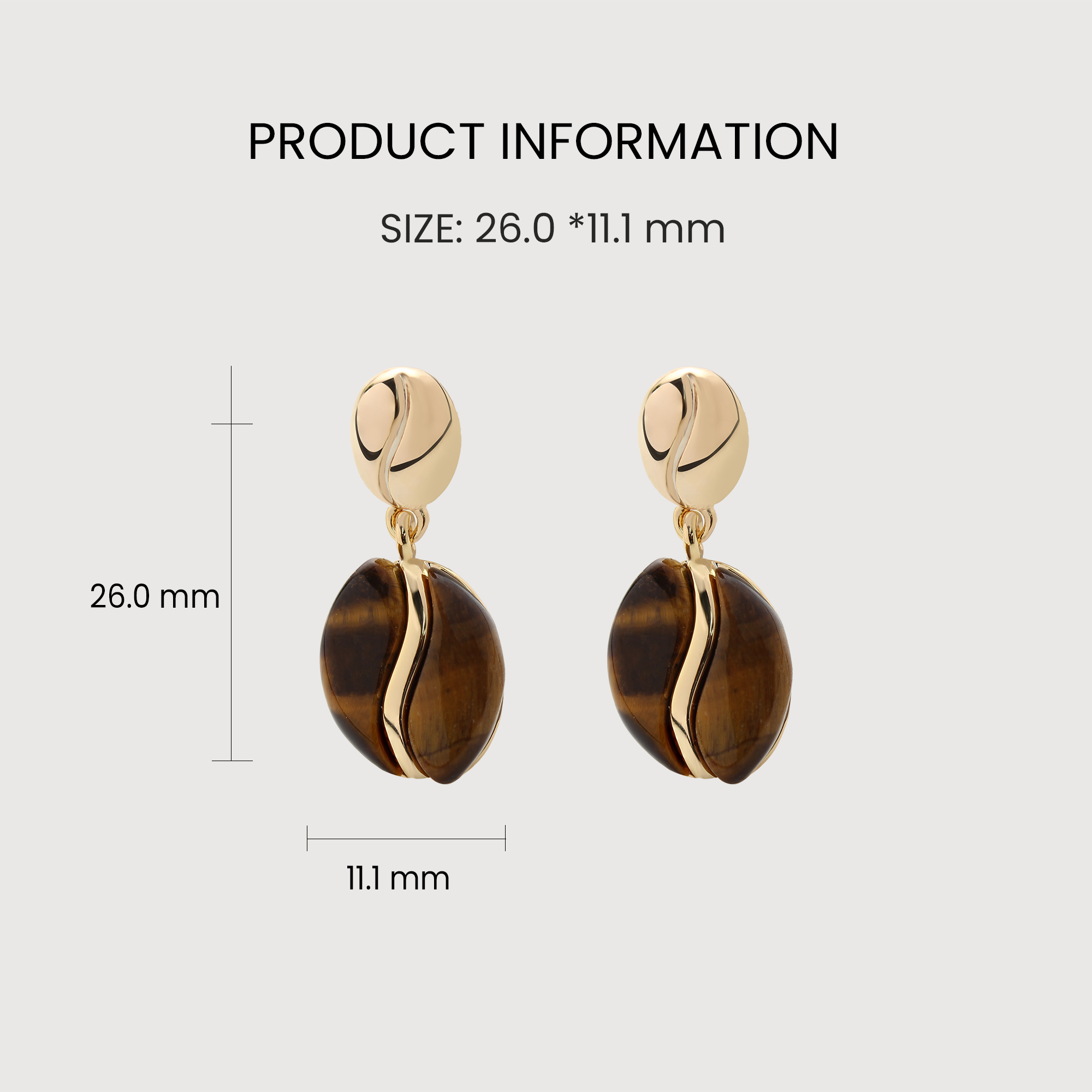 18K Gold-Plated Tiger's Eye Drop Earrings