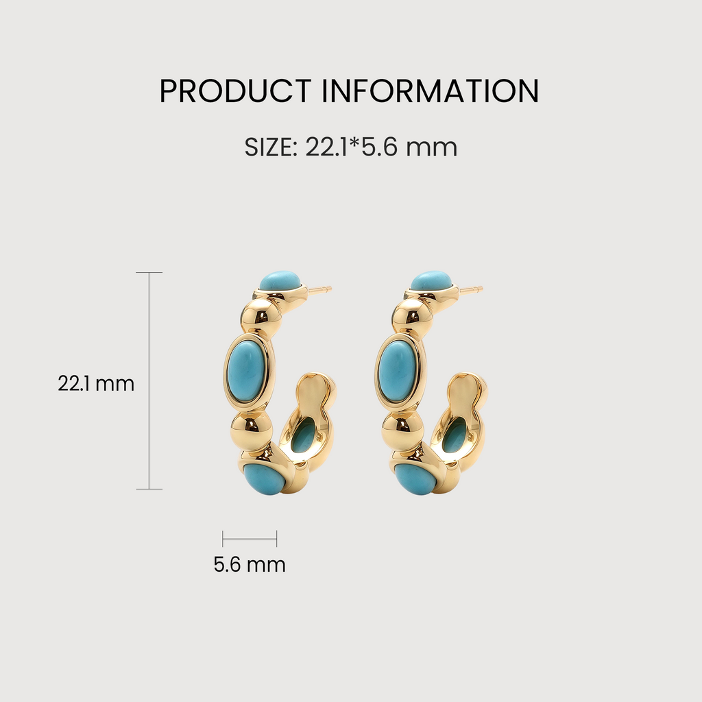 Turquoise-Set S925 Sterling Silver Hoop Earrings