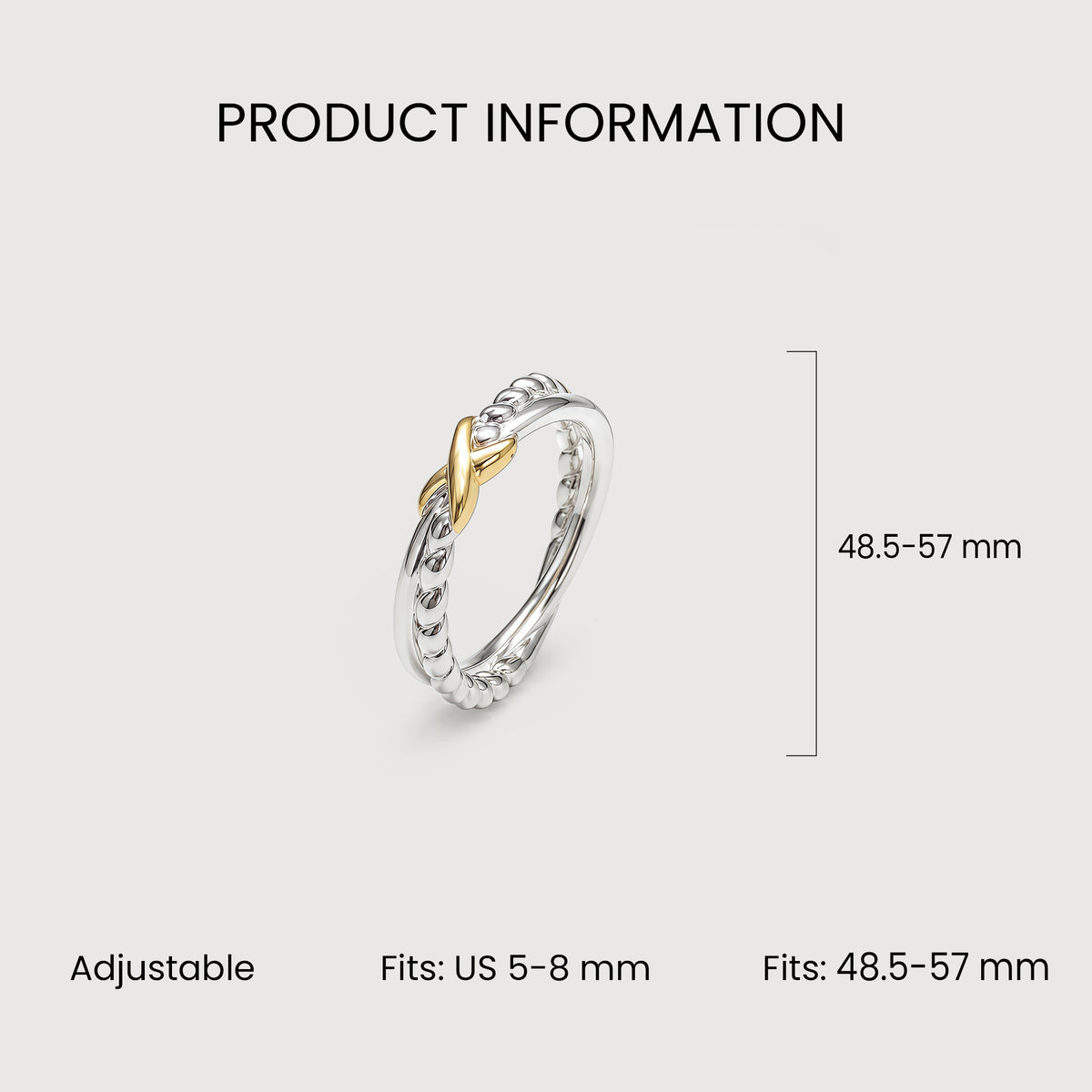 18K Gold-Plated S925 Twisted Knot Ring