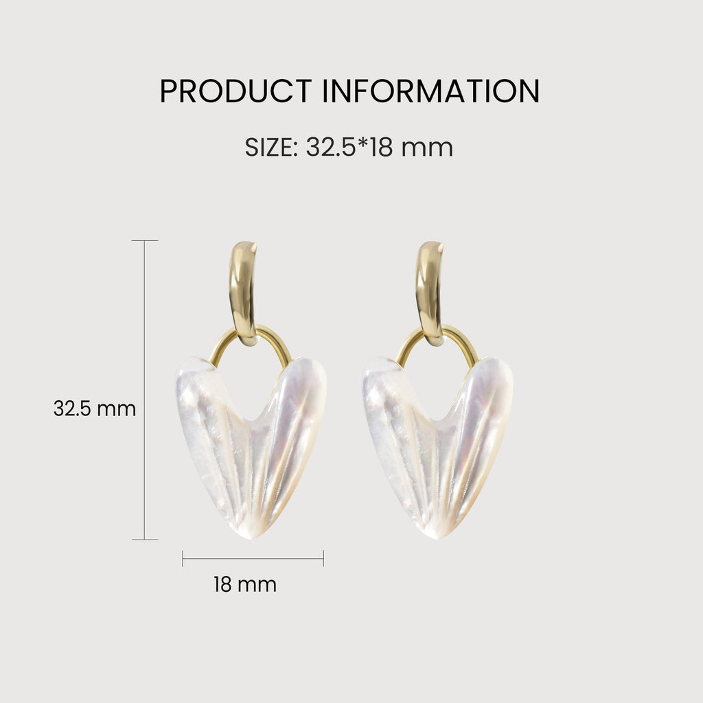 Iridescent Heart Drop Hoop Earrings
