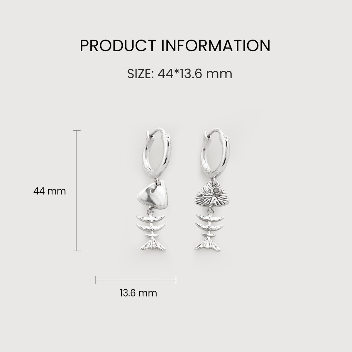 Textured Fishbone Charm Hoop Earrings