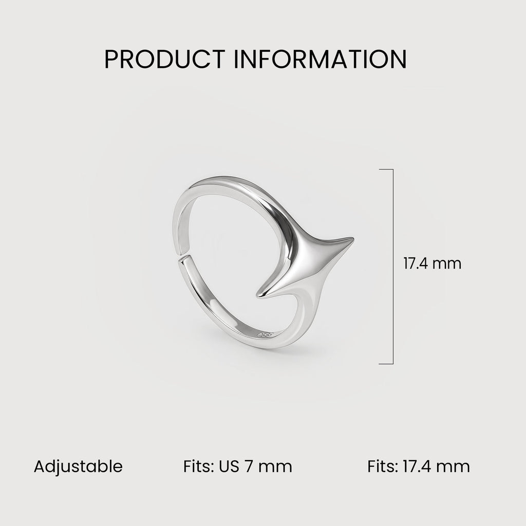 Sculptural Star S999 Adjustable Silver Ring