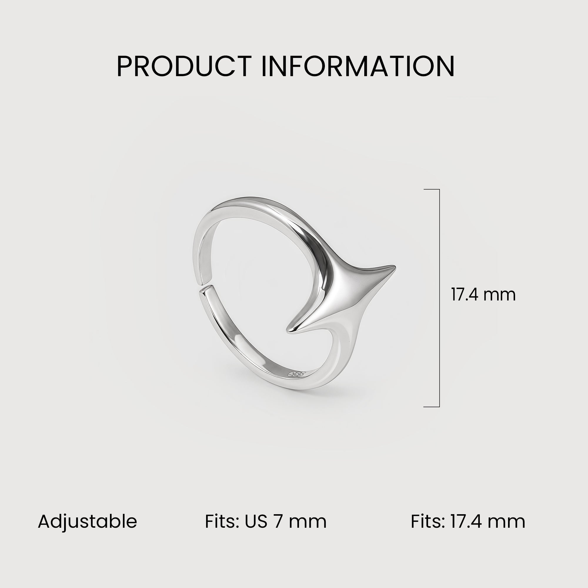 Sculptural Star S999 Adjustable Silver Ring