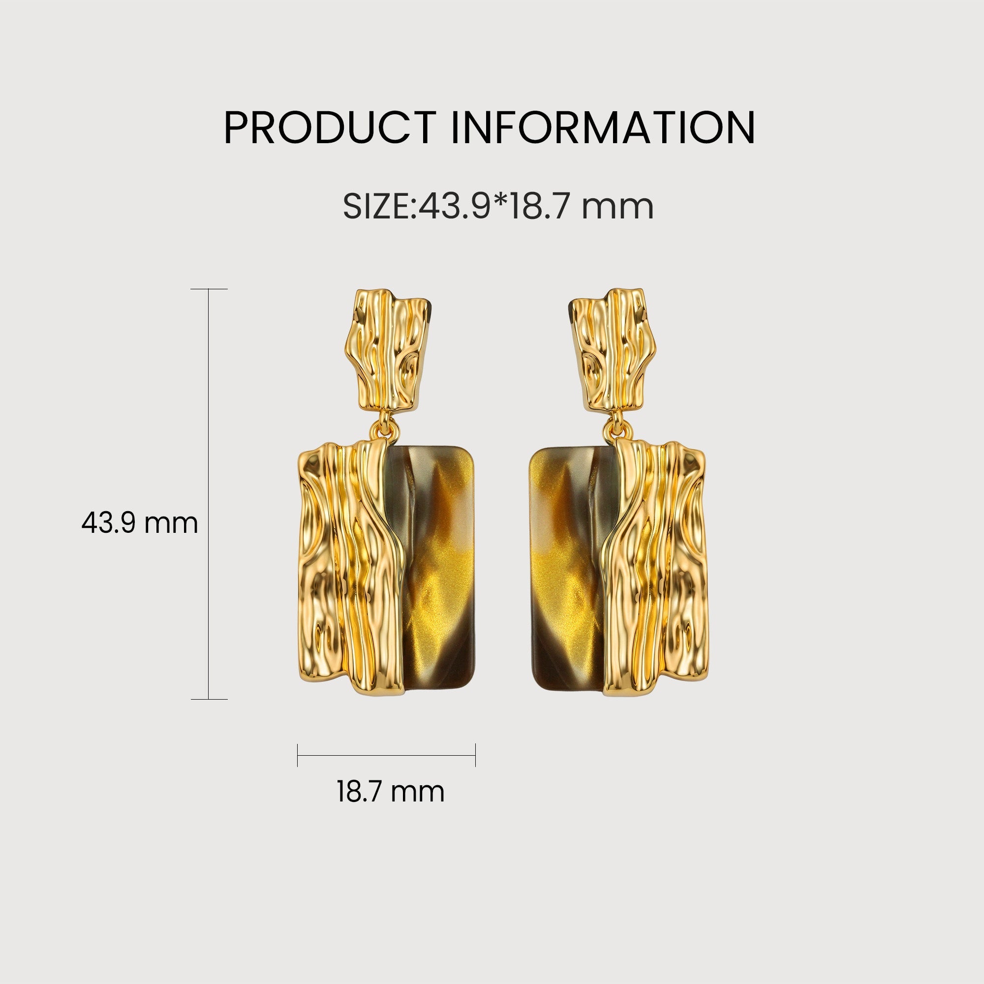 Textured Gold Shell Panel Drop Earrings
