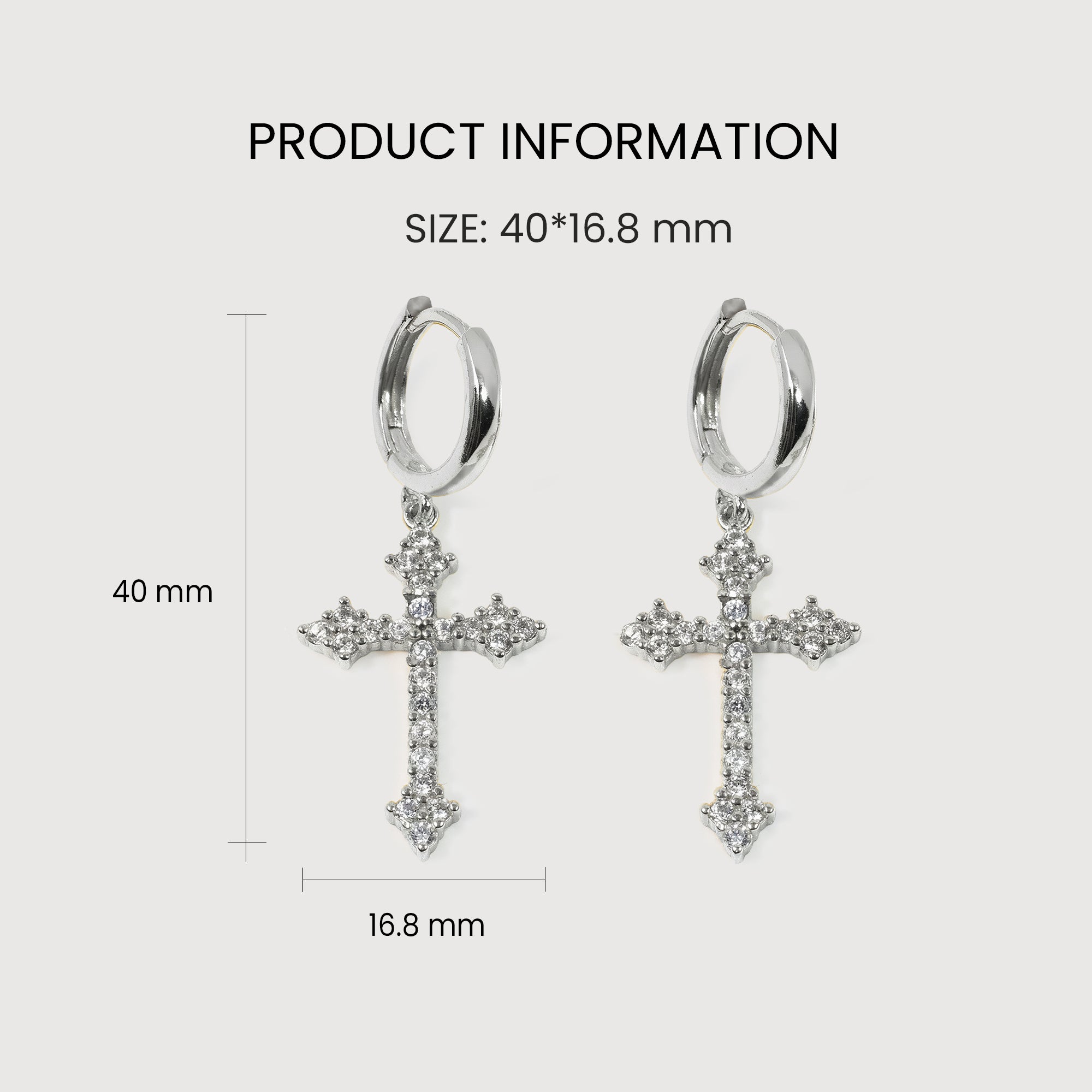 Zircon Cross Huggie Drop Earrings