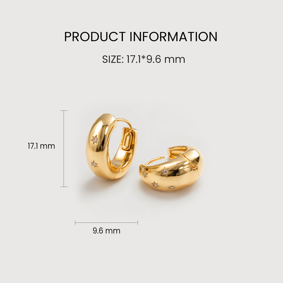 18K Gold-Plated Stainless Steel Zircon Hoop Earrings