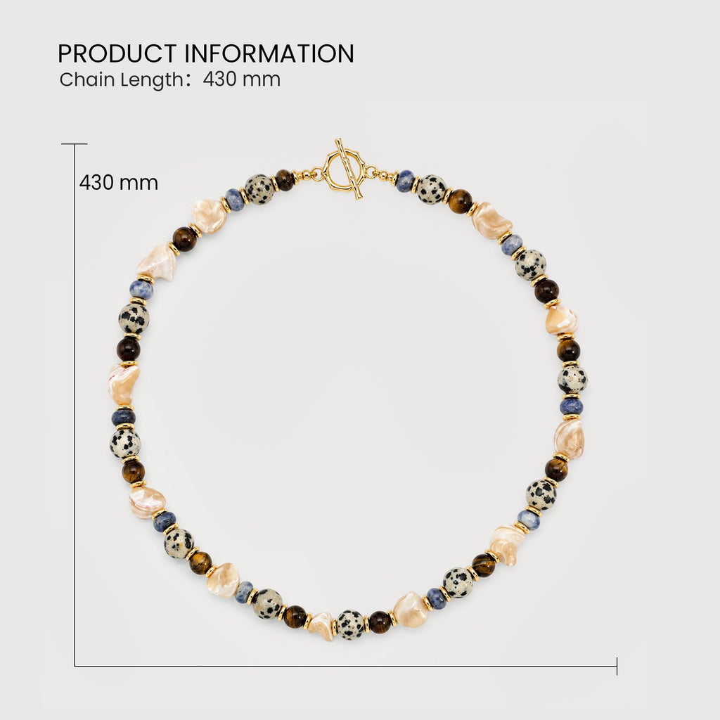 Mixed Stone and Irregular Shell Bead Necklace