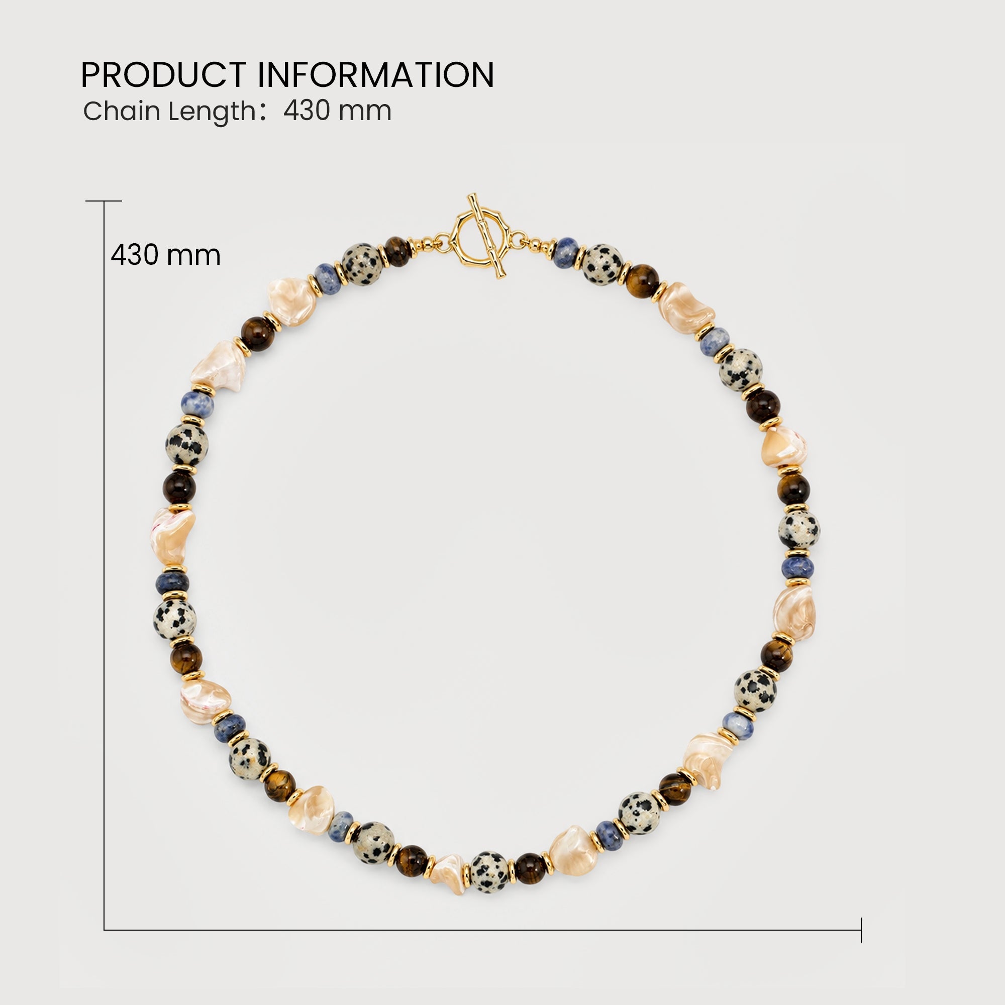 Mixed Stone and Irregular Shell Bead Necklace