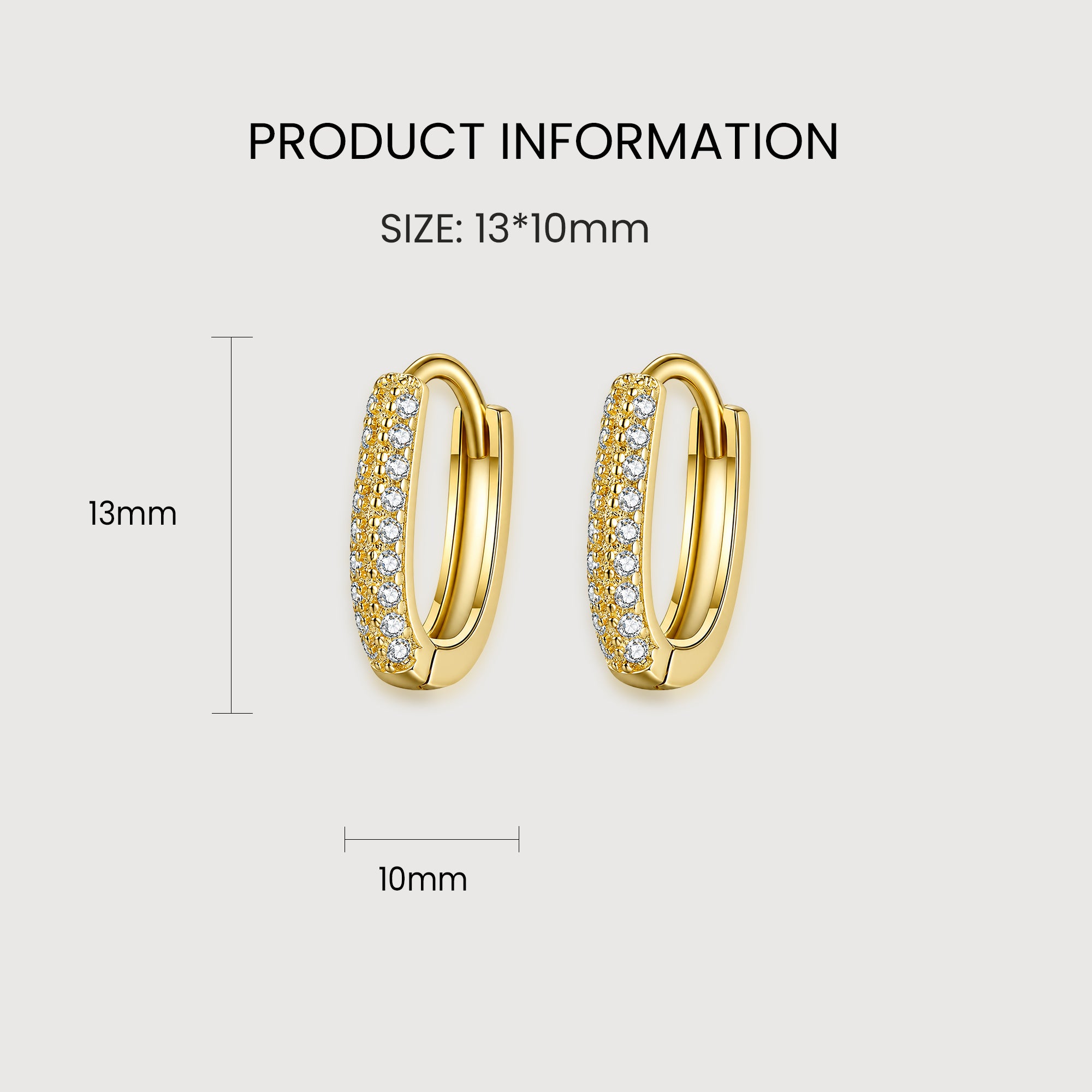Gold-Plated Zircon Huggie Hoop Earrings