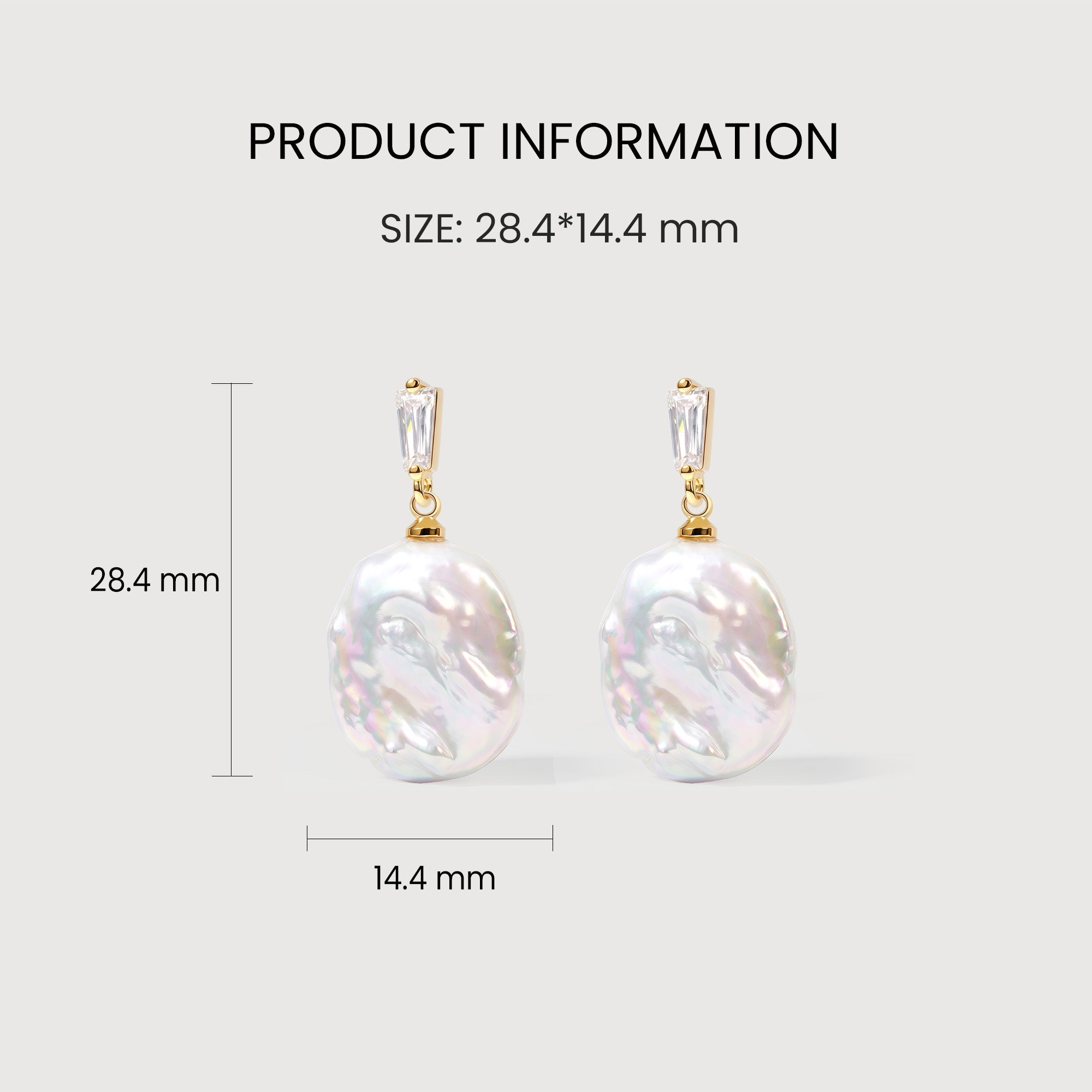 Baguette Accent Baroque Pearl Drop Earrings