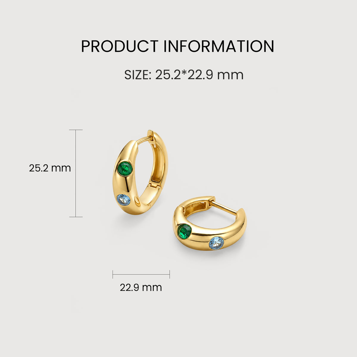 Multicolor Zircon Wide Huggie Hoop Earrings