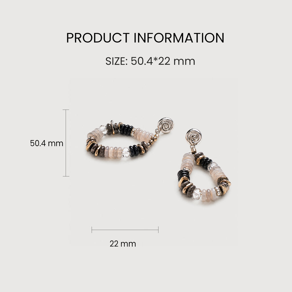 Shell Disc Beaded Teardrop Drop Earrings