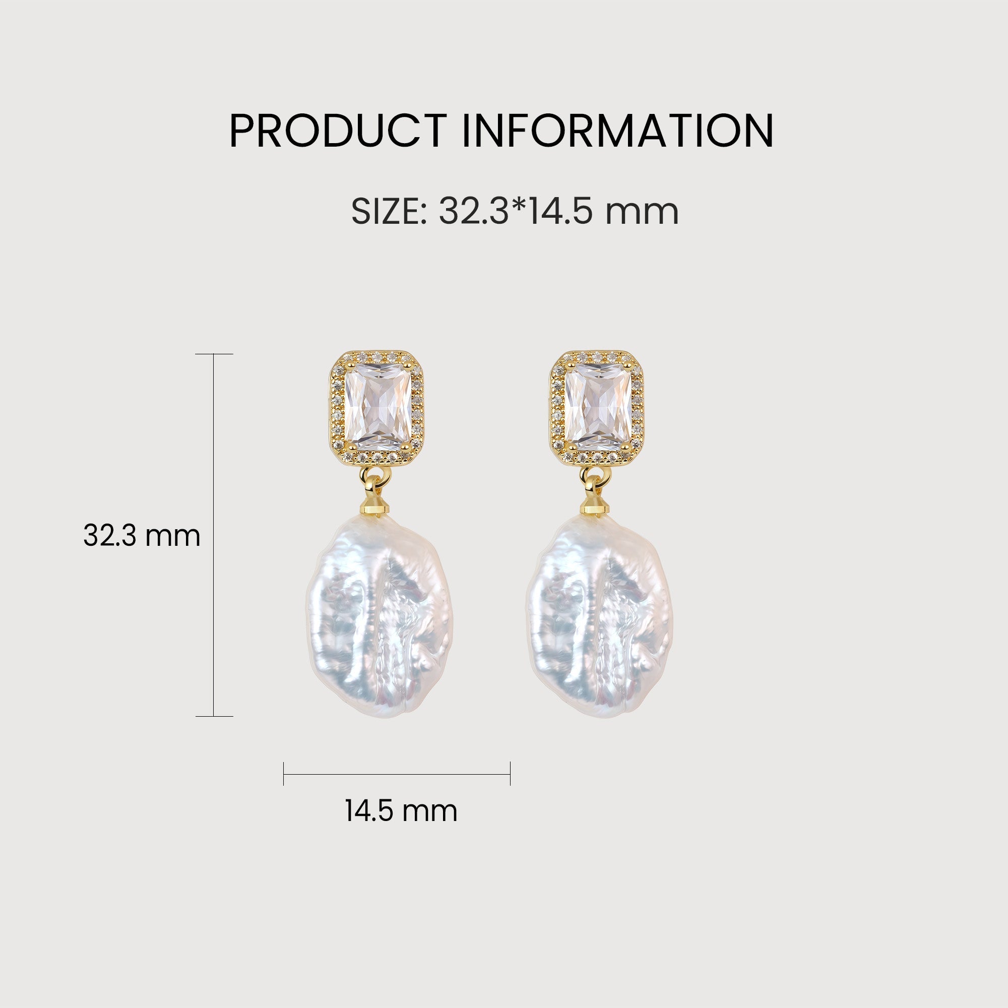 Rectangular Halo Pearl Drop Earrings