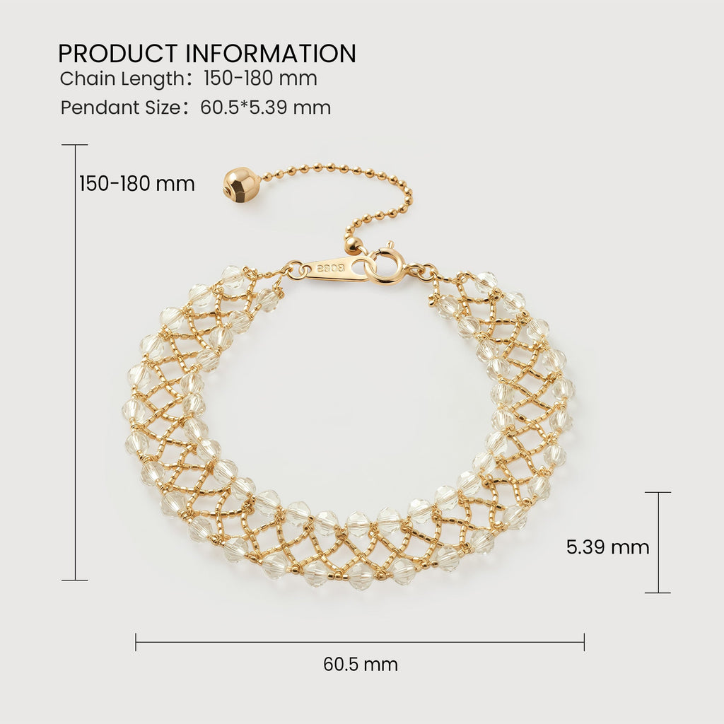 Gold-Tone Sterling Silver Beaded Mesh Bracelet