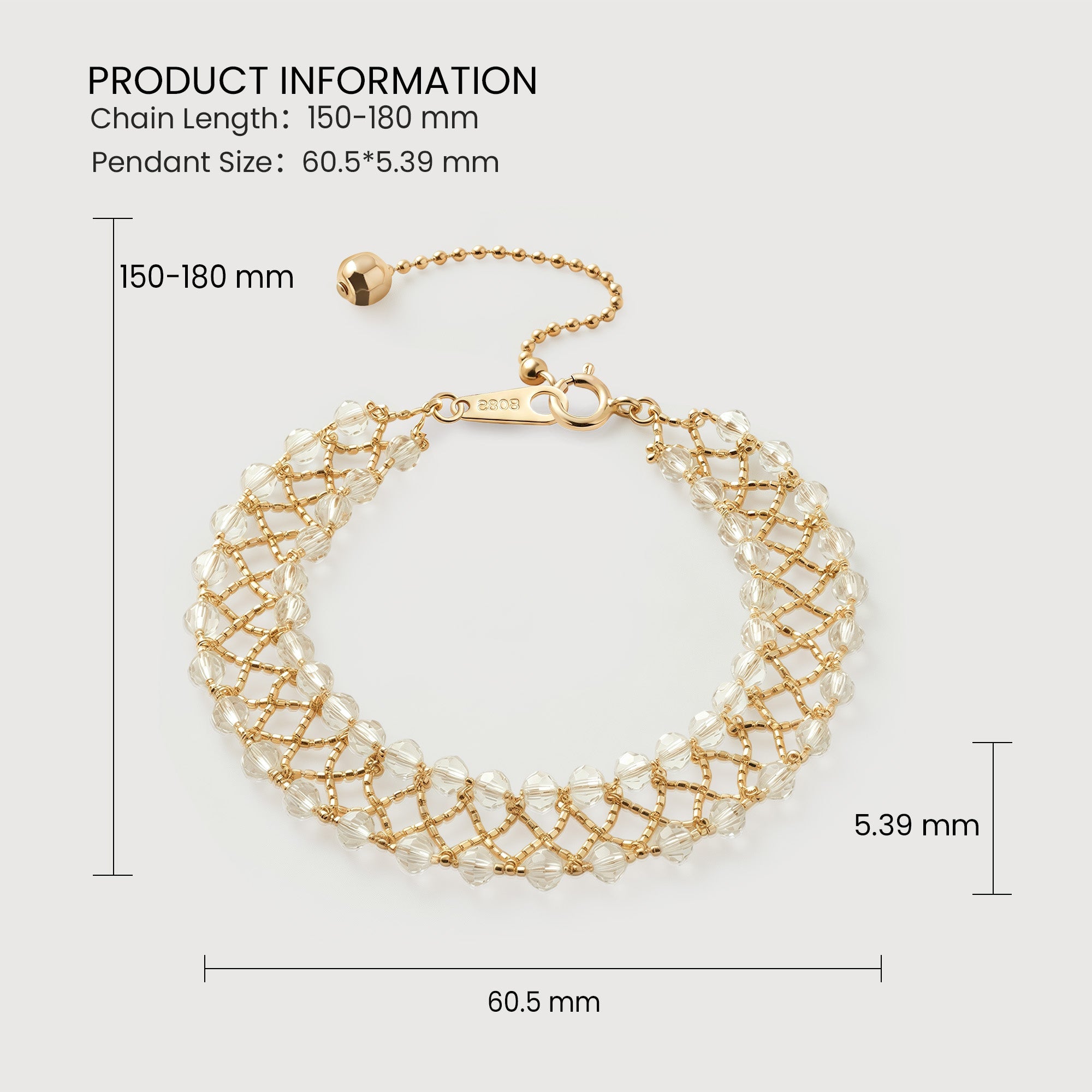Gold-Tone Sterling Silver Beaded Mesh Bracelet
