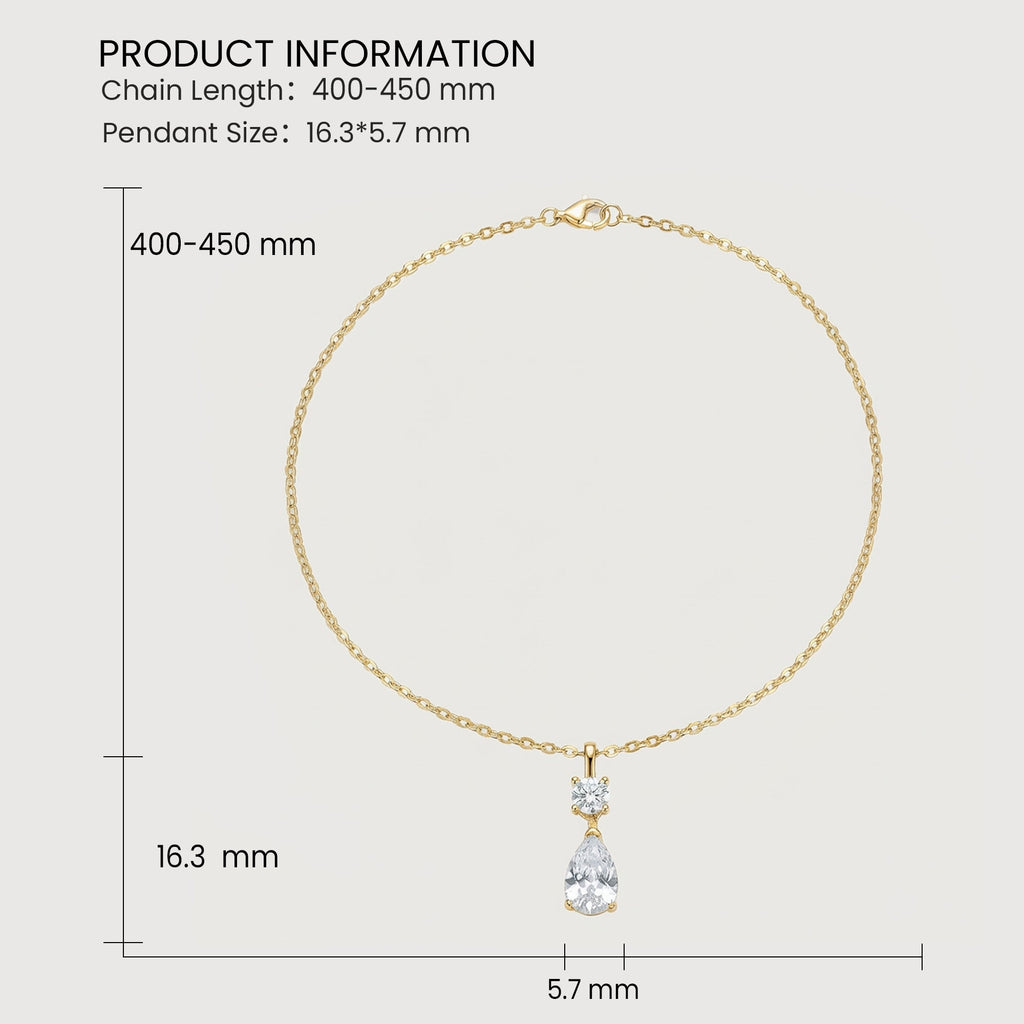 S925 Silver Round & Pear Necklace