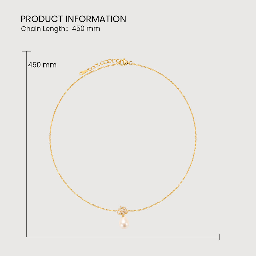 Pearl Zircon Gold-Plated Sterling Silver Necklace