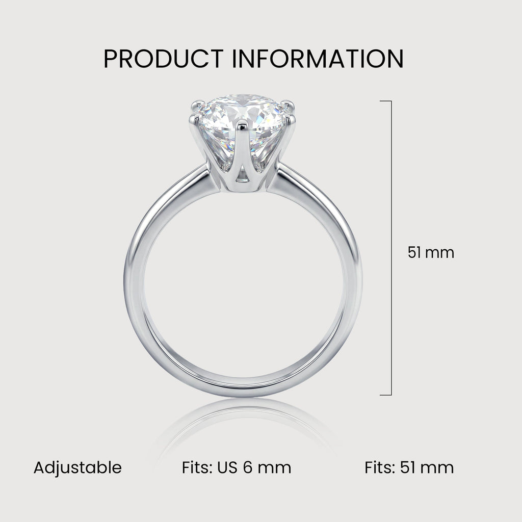 2 ct Round Moissanite S925 Solitaire Ring