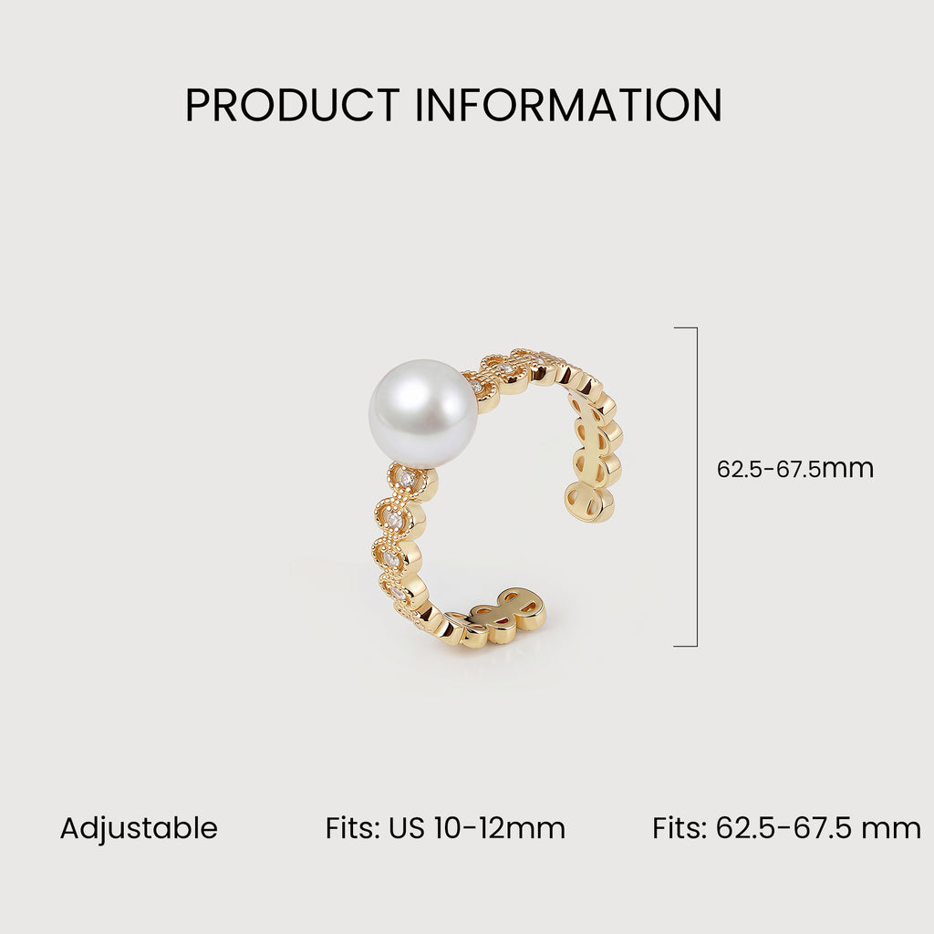 Pearl Filigree 18K Gold-Plated Copper Ring