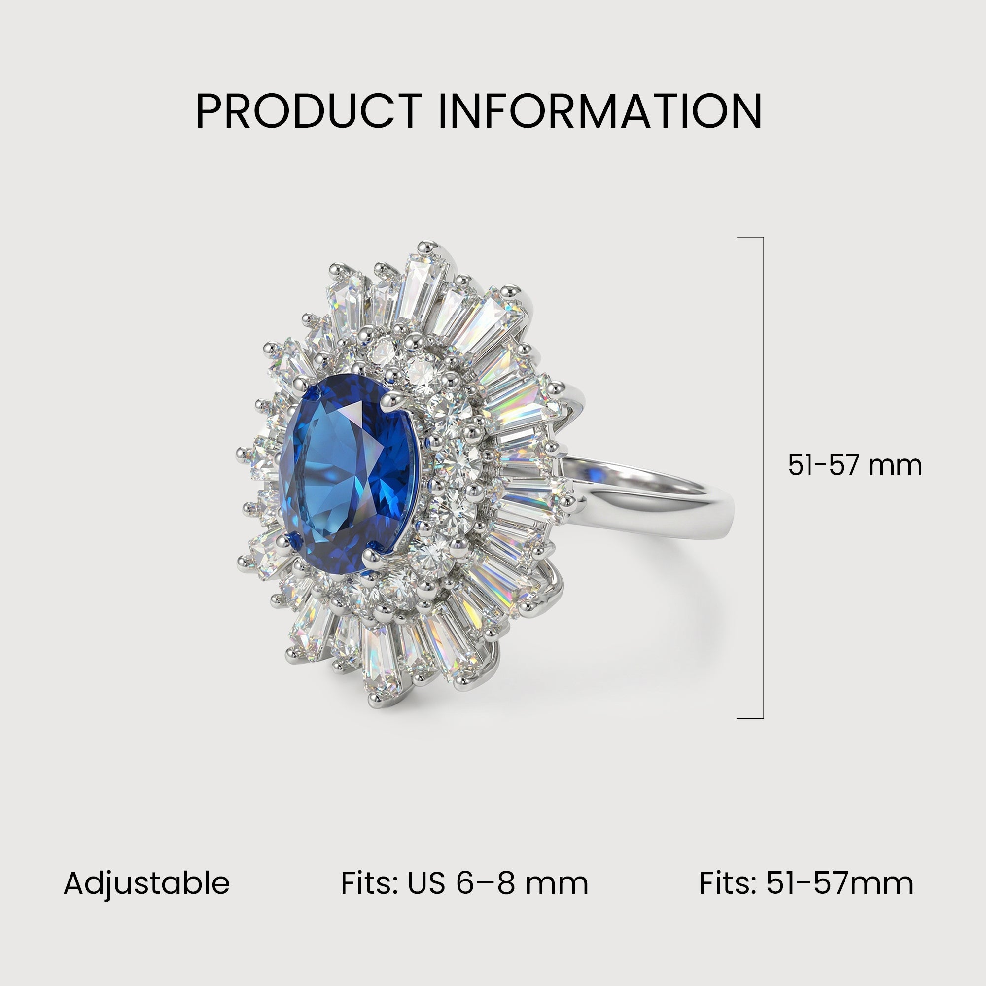 Silver-Tone Blue Zircon Radiant Halo Ring