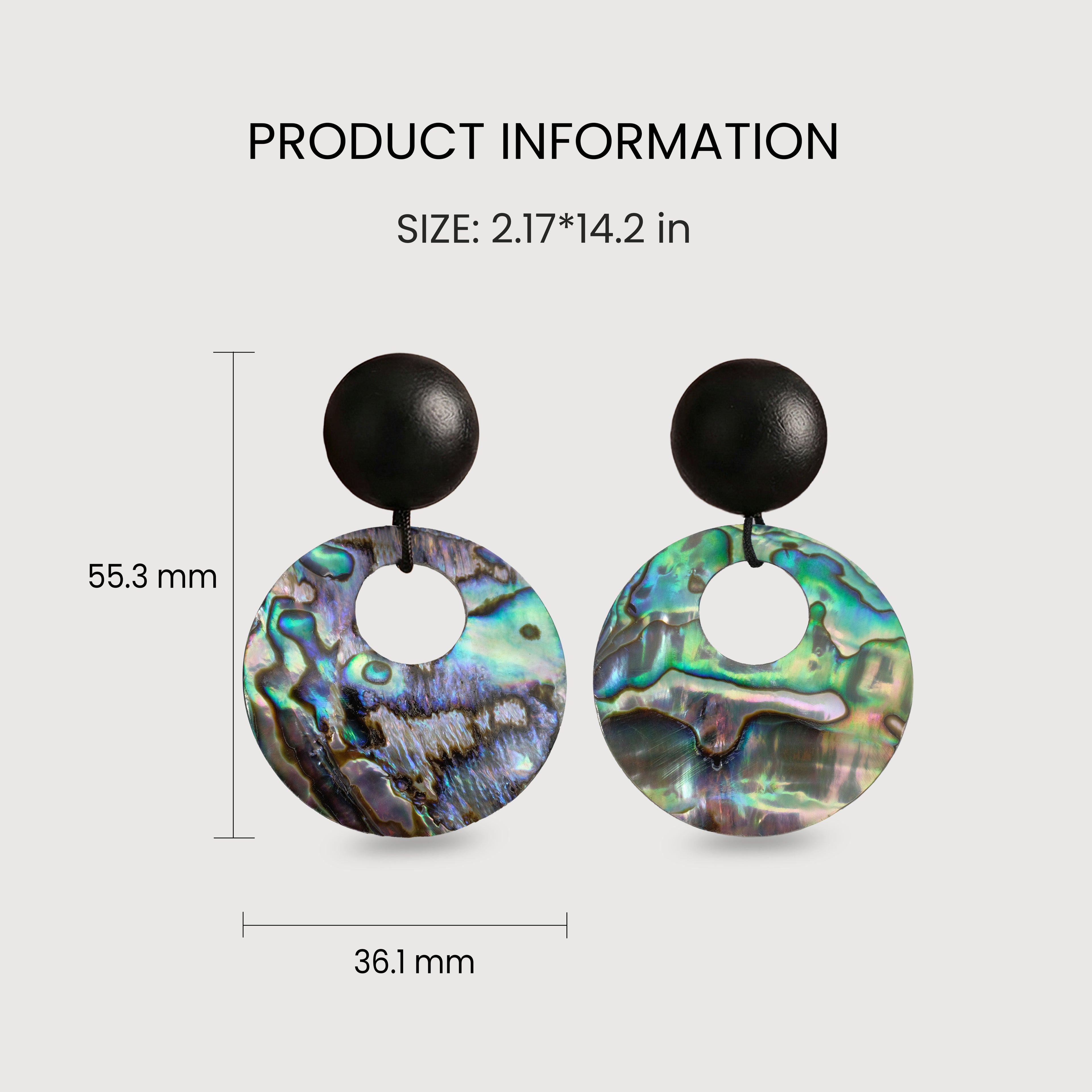 Black Bead Iridescent Shell Drop Earrings