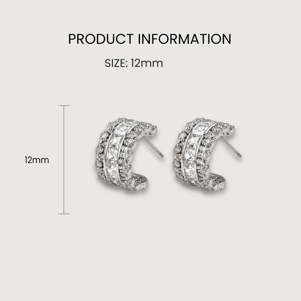 Channel-Set Zircon Half-Hoop Earrings