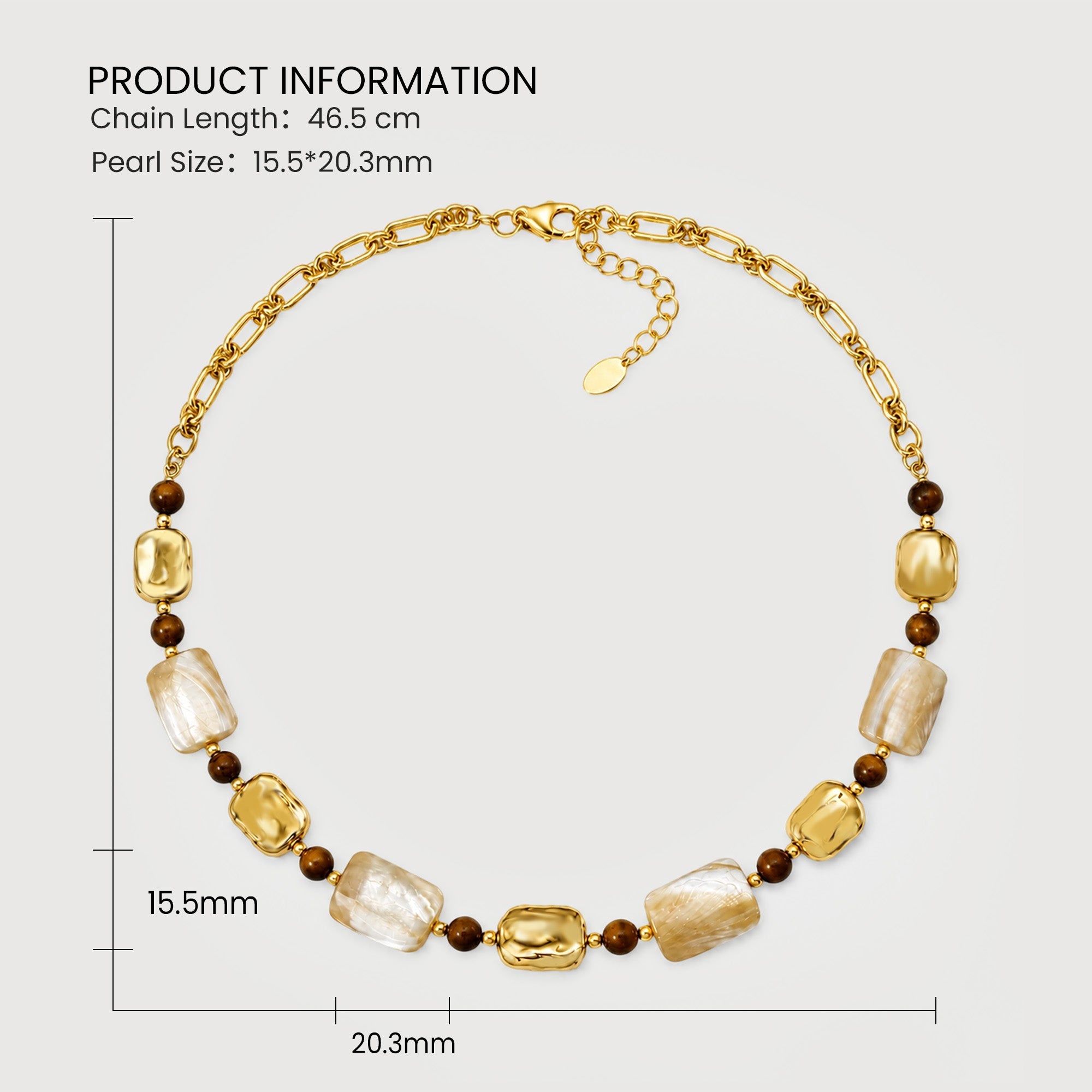 Tiger's Eye White Shell Bead Necklace