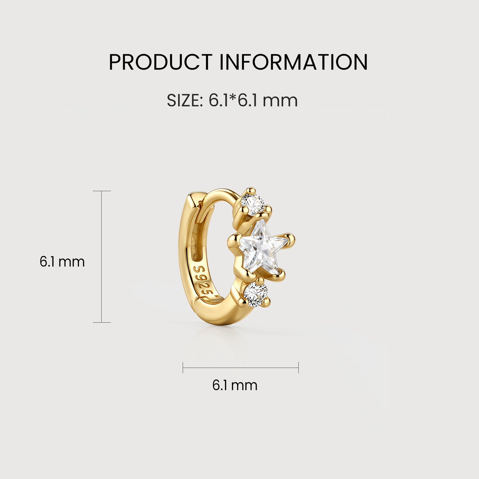 Star Zircon S925 Huggie Hoop Earrings