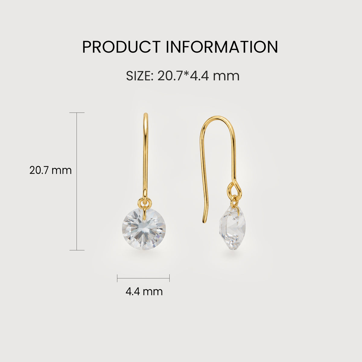 18K Gold-Plated S925 5A Zircon Hook Drop Earrings