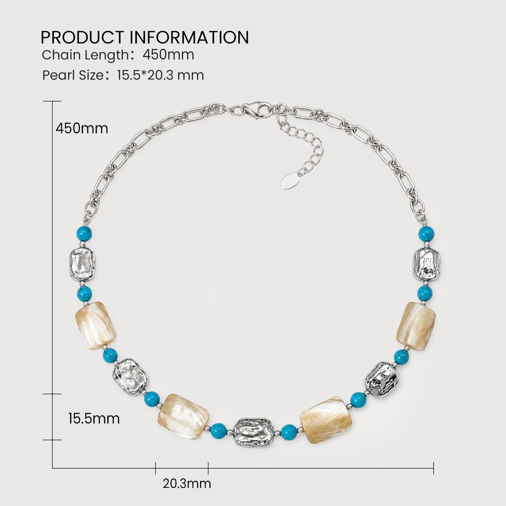 Tiger's Eye White Shell Bead Necklace