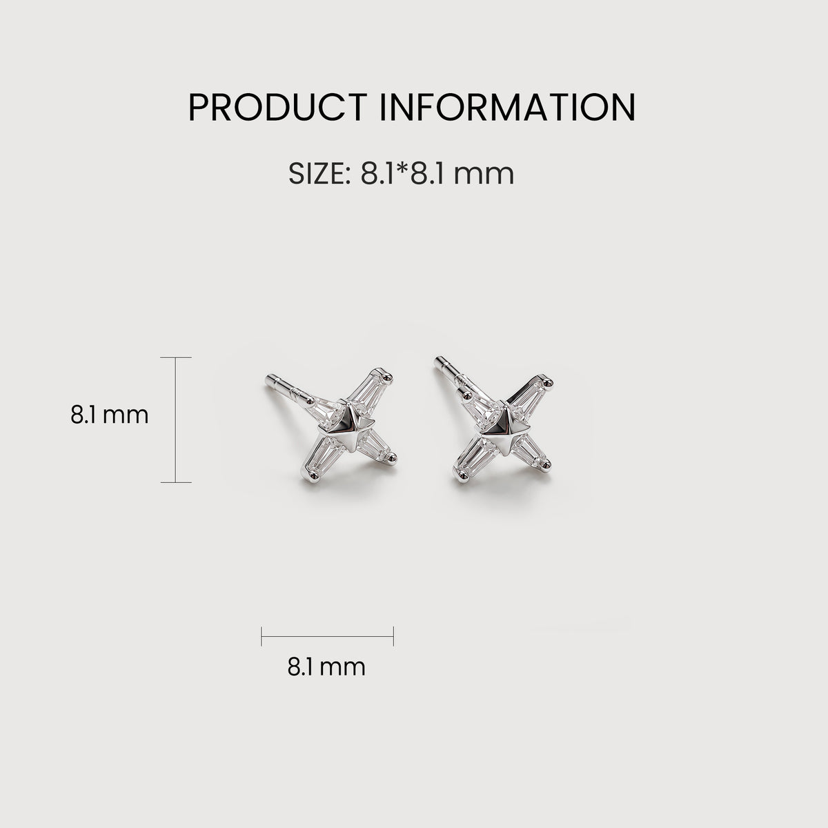 Real Gold-Plated S925 Geometric Star Stud Earrings