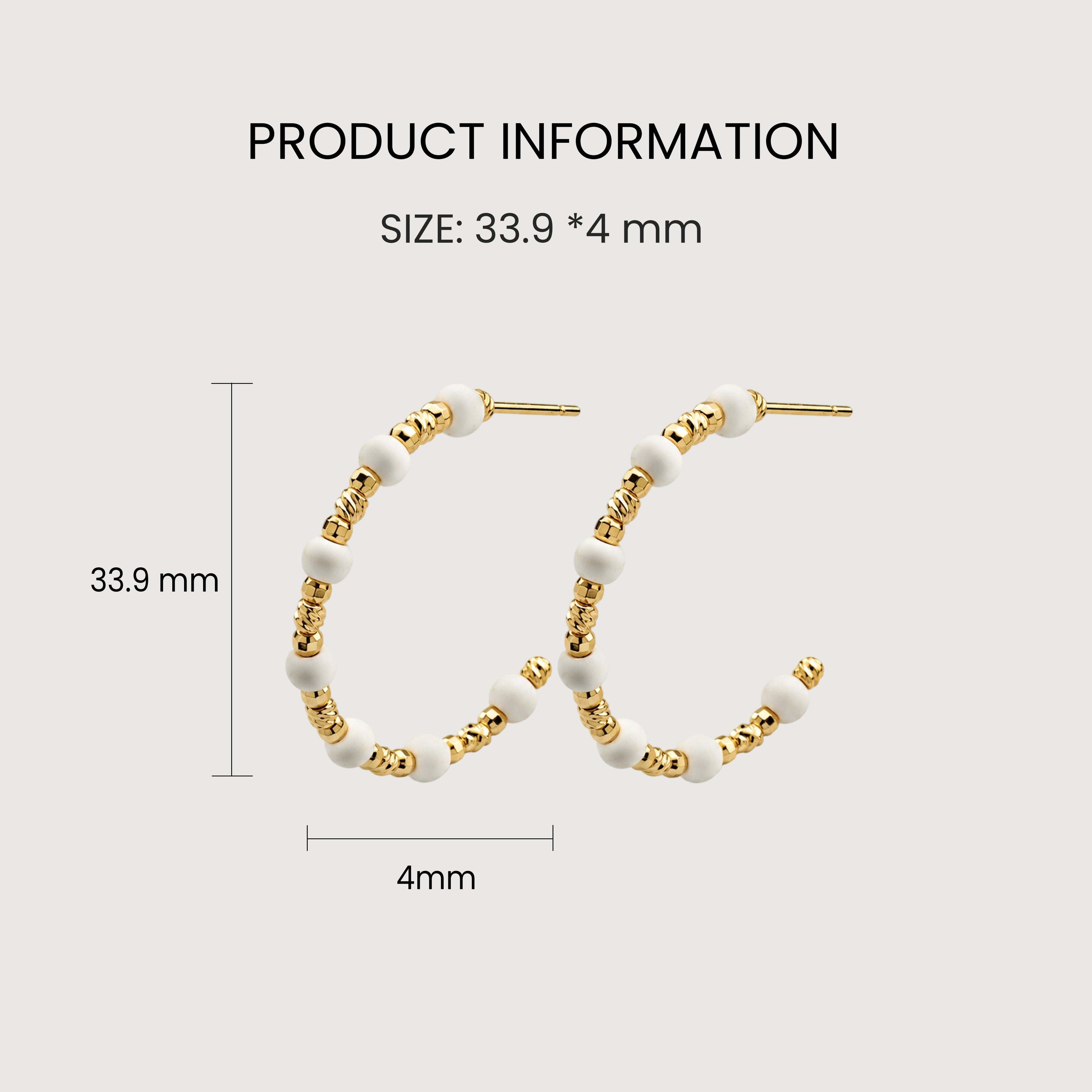 Gold-Plated Beaded Open Hoop Earrings