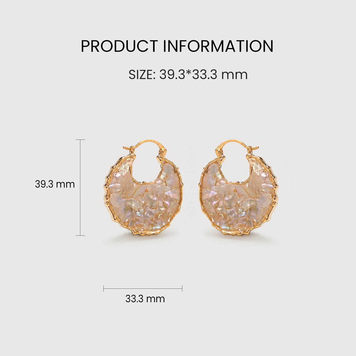 18K Gold-Plated Mother-of-Pearl Crescent Hoop Earrings