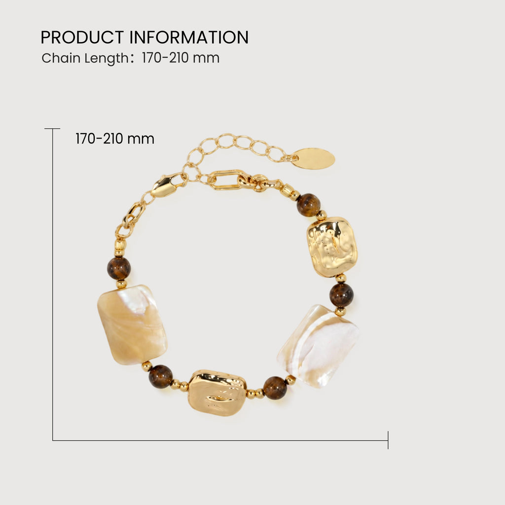 18K Gold-Plated Abalone & Tiger Eye Bracelet