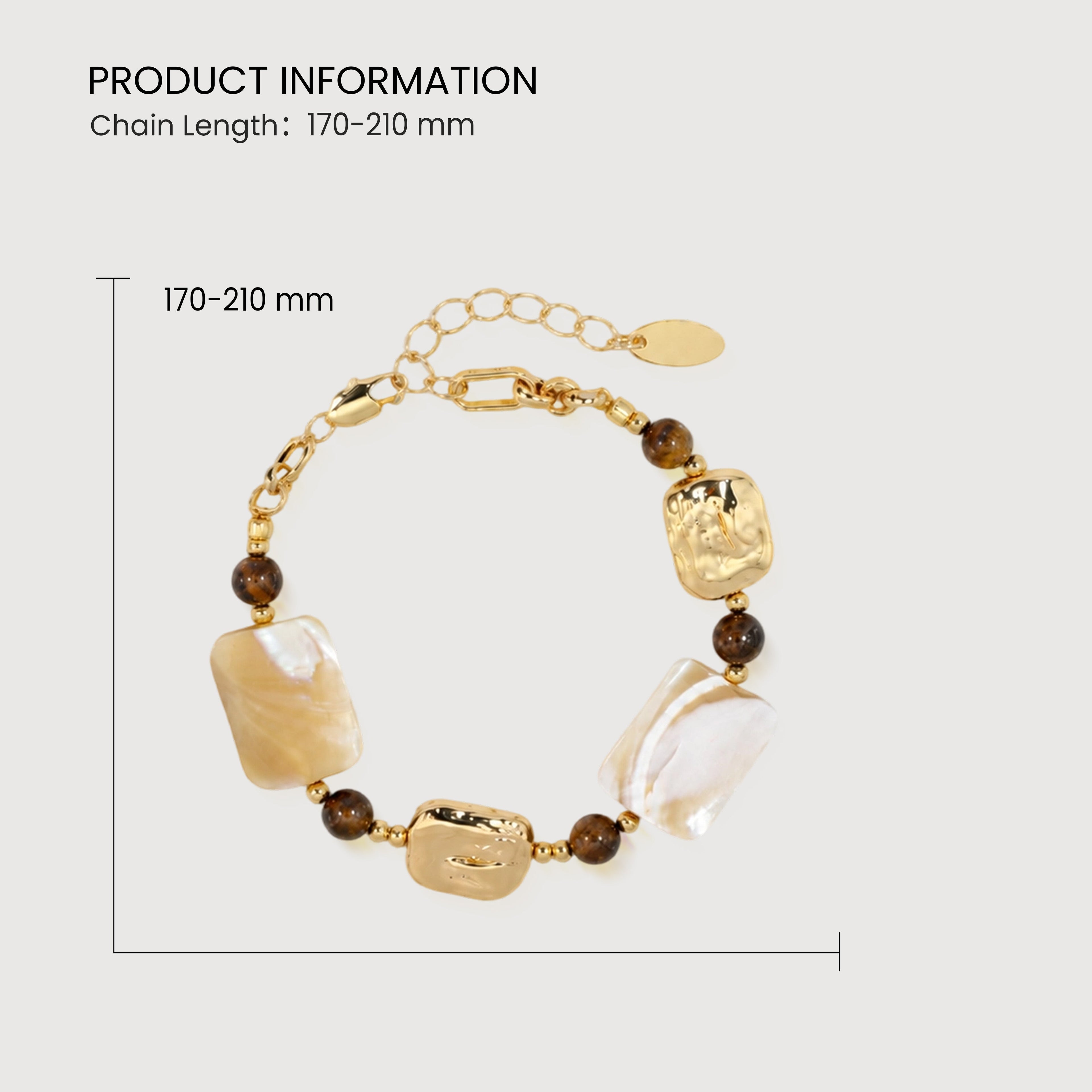 18K Gold-Plated Abalone & Tiger Eye Bracelet