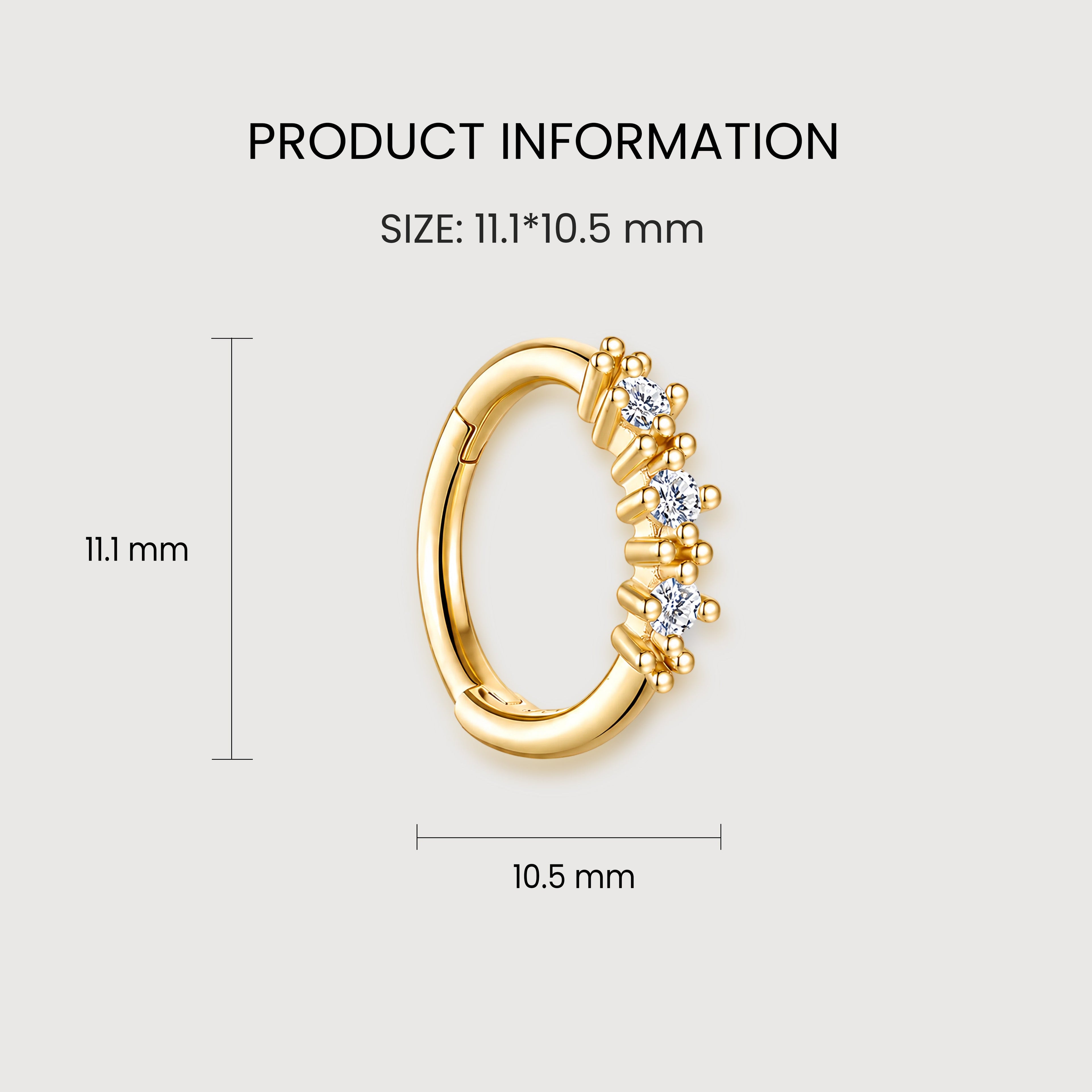 Triple Zircon Floral Huggie Hoop Earrings