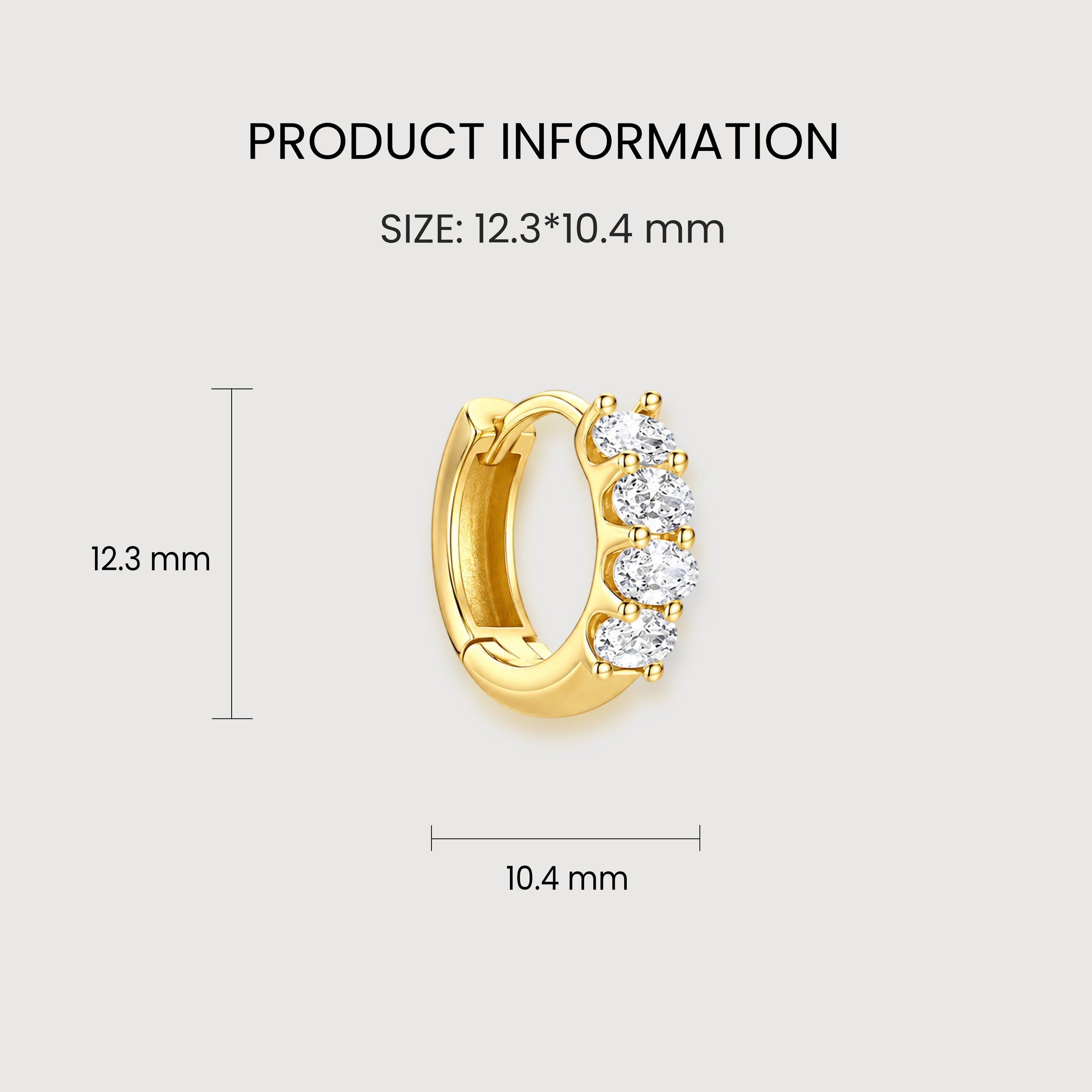 Oval CZ Sterling Silver Huggie Hoops