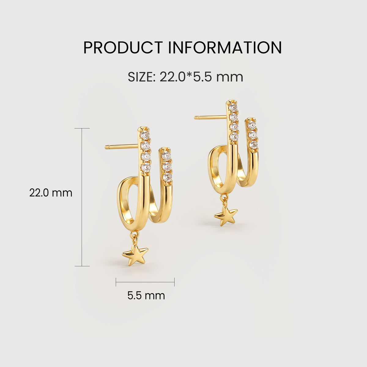 18K Gold-Plated S925 5A Zircon Star Drop Earrings