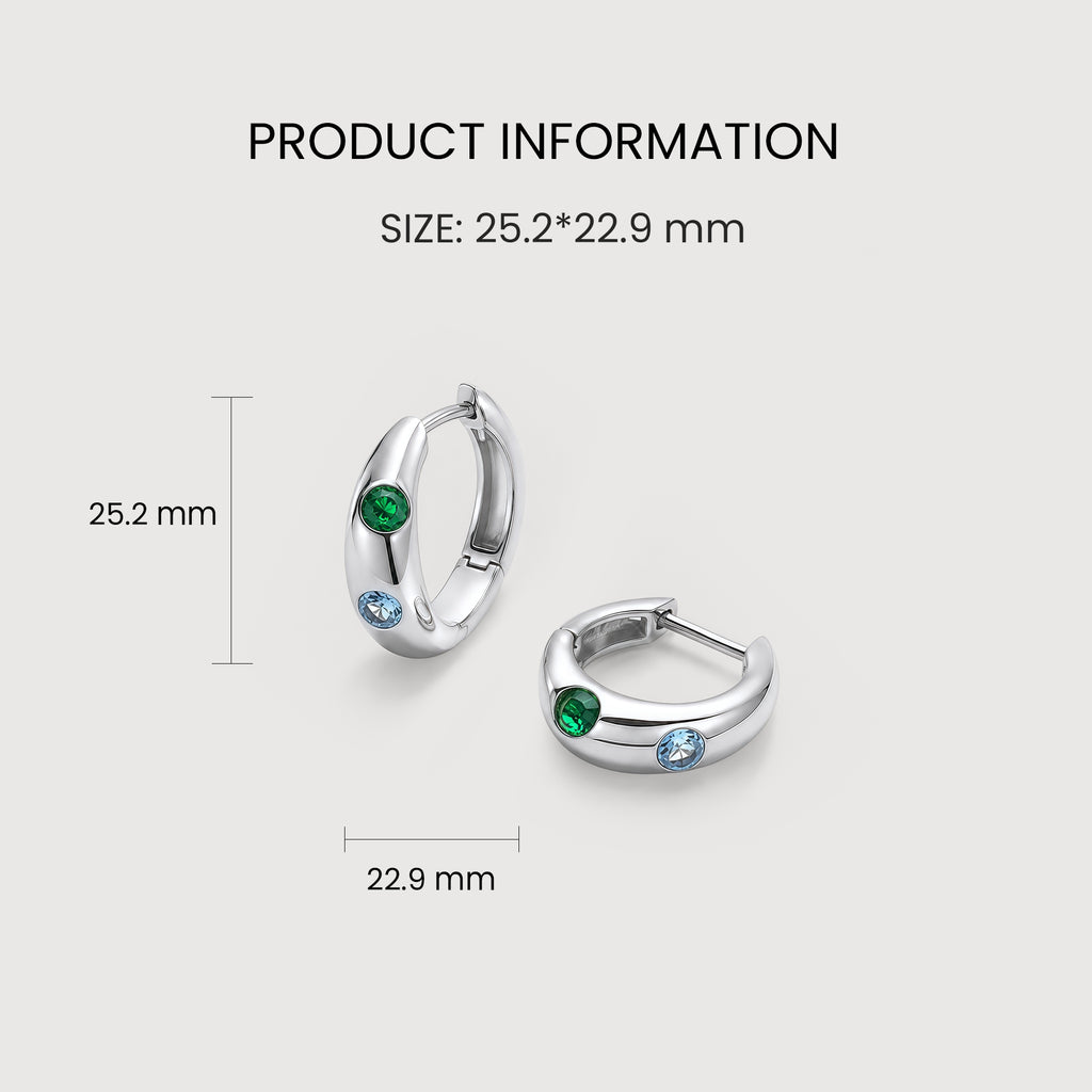 Multicolor Zircon Wide Huggie Hoop Earrings