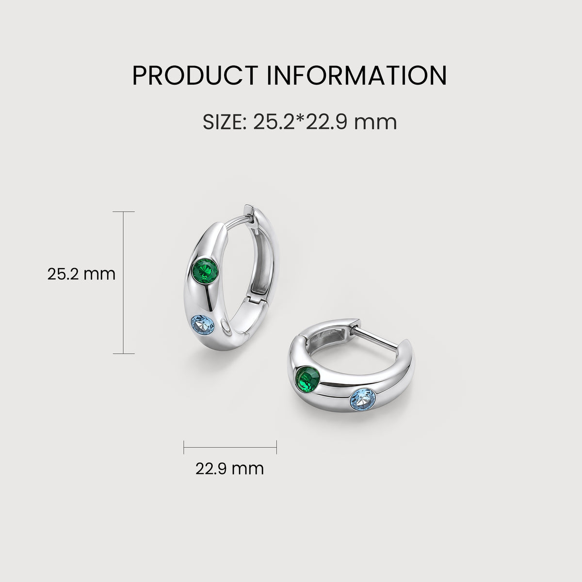 Multicolor Zircon Wide Huggie Hoop Earrings