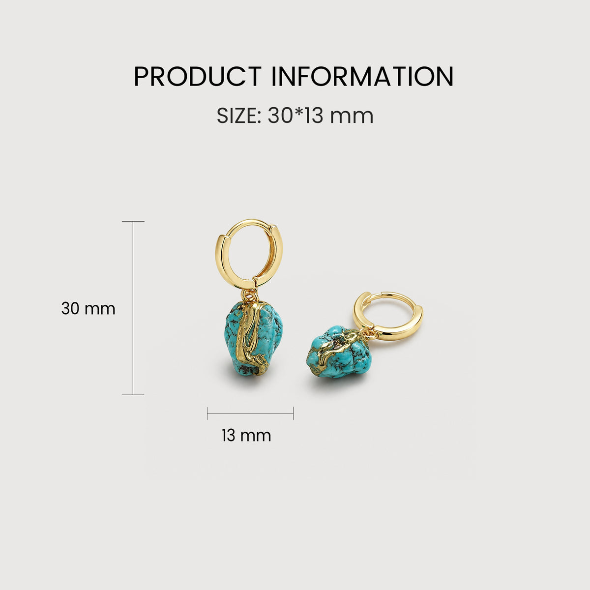 18K Gold-Plated Imitation Turquoise Drop Hoop Earrings